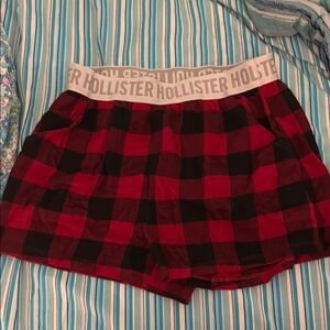 Hollister Red and Black Plaid Shorts